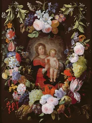 De Maagd en Kind met een Bloemenslinger